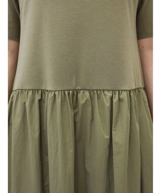 Green Parks Ｂ．ドッキングボリュームギャザーワンピース Black