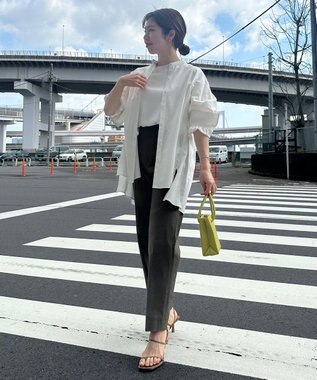 UNFILO 【GISELe 6月号掲載/洗える】リネンレーヨンバンドカラーシャツ オフ