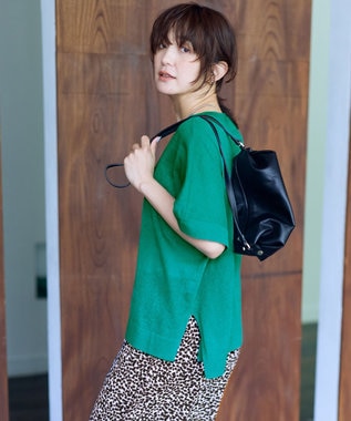 ANY リネンブレンドボクシーニット グリーン