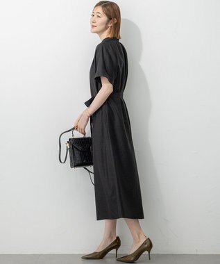 23区 L 【洗える】トリアセスラブストレッチ ワンピース ブラック系