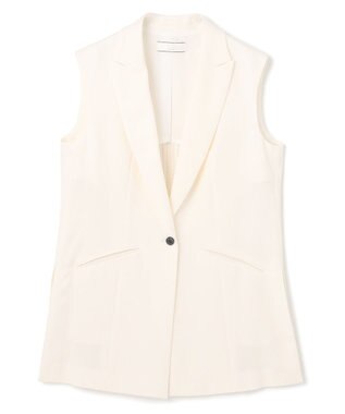 BEIGE， 【洗える】CAROLE / リネンライクノースリーブジレジャケット Ecru