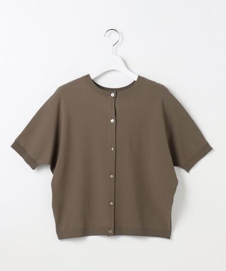 自由区 【前後着用可能】クレープストレッチドルマンスリーブ ニット カーキ