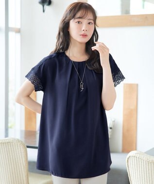 Tiaclasse L ケミカルレースチュニック ネイビー