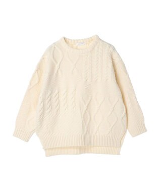 AMERICAN HOLIC パッチワークケーブルニットプルオーバー Ivory