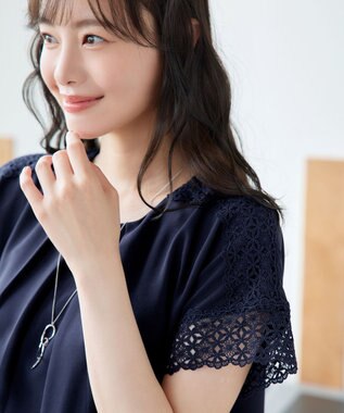 Tiaclasse L ケミカルレースチュニック ネイビー
