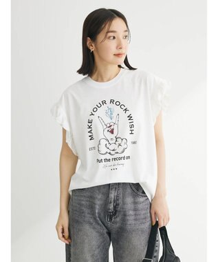 Green Parks ・ＤｏｕｂｌｅＦｌａｇｓ　フリルショルダープリントＴＥＥ Off White