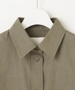 自由区 【洗える】ドビーオックスストレッチシャツ アウター カーキ