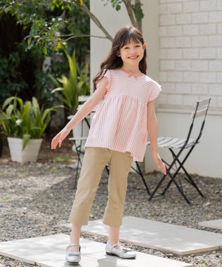 組曲 KIDS 【UVケア】【110-140㎝】マリンボーダー チュニック コーラル