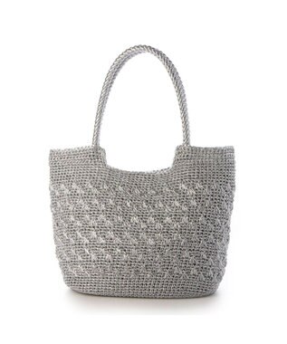 UNBILLION カシュカシュ cachecache / メタリックコード柄編みトートバッグ シルバー