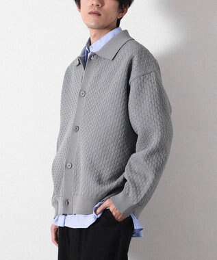CRAFT STANDARD BOUTIQUE 柄編みニットシャツカーディガン Charcoal Gray