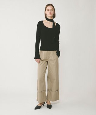 GRACE CONTINENTAL ボウタイリブニットトップ ブラック