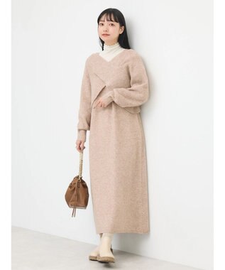 earth music&ecology Ｓｅｔ２点クロスニット＋ノースリーブニットワンピース Beige
