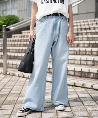 WEGO 【ユニセックス着用ITEM/SMLサイズ展開】デニムルーズフレアパンツ デニム淡色
