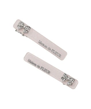 Maison de FLEUR 【2個セット】ビジューリボンアクリルクリップセット Pink