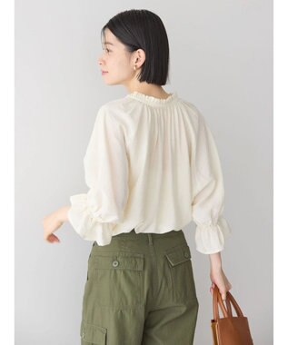 AMERICAN HOLIC 接触冷感　フリル衿５分袖ブラウス Ivory