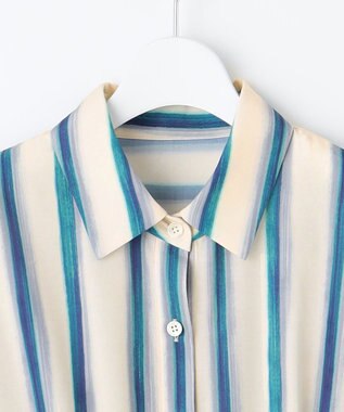 自由区 S 【カタログ掲載・洗える】ストライププリント ワンピース ブルー系ストライプ