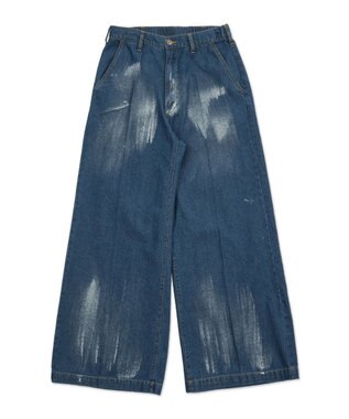 WEGO メタリックプリントデニムパンツ デニム中濃加工色
