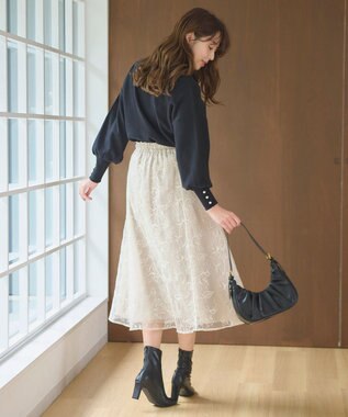 Feroux フレアレース スカート ベージュ系