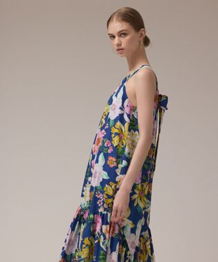 GRACE CONTINENTAL フラワープリントキャミドレス ブルー