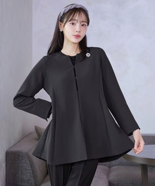 Tiaclasse バックフレアロングジャケット チャコールグレー