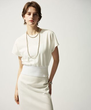 uncrave ダブルフェイスジャージー ドルマンスリーブリブトップス