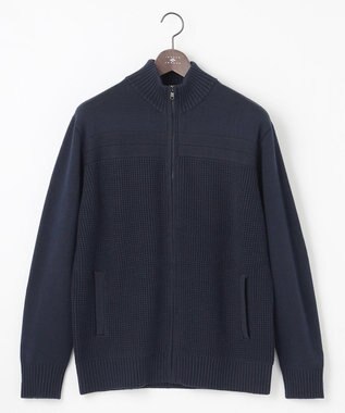 JOSEPH ABBOUD 【キングサイズ・洗える】コットンバルキーニットブルゾン ネイビー系