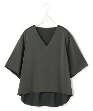 ICB 【WEB限定カラーあり・洗える】Calm Vネックブラウス チャコールグレー系