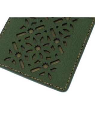 genten ダイヤカットワーク　パスケース フォレストグリーン