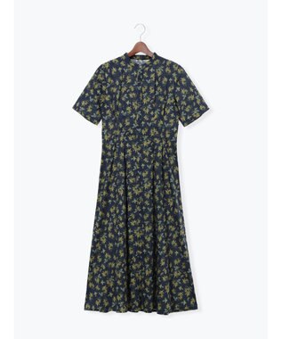 Te chichi 【LIBERTY FABRICS】ウエストタックワンピース ネイビー