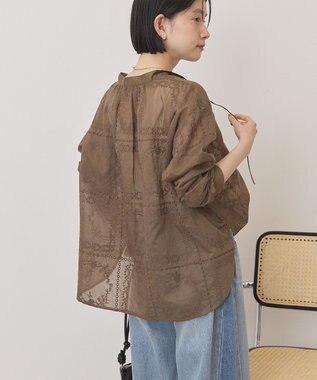 AMERICAN HOLIC スキッパーレースブラウス Mocha