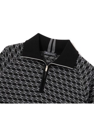 ZERO HALLIBURTON 【セットアップ可能】 モノグラム柄 ハーフジップニット ZHG-W5A4b 85137 ブラック