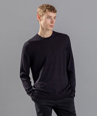 JOSEPH HOMME リネンナイロンプレーン　クルーネックニット ブラック系