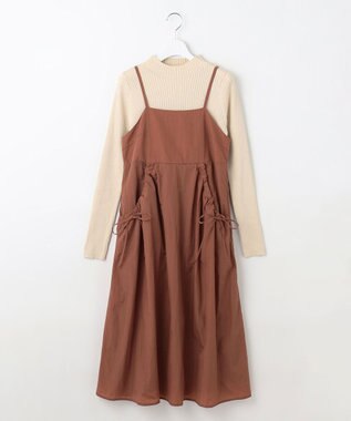 Feroux 【洗える】ニットセット キャミソールワンピース キャメル系
