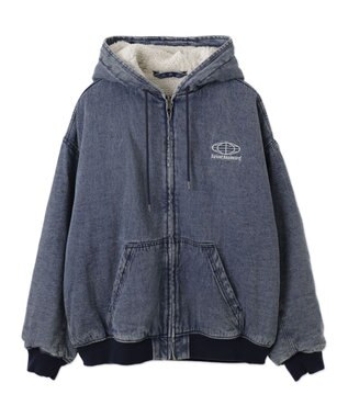 WEGO 【ユニセックス着用ITEM】ワーカーズボアフードブルゾン デニム淡加工色