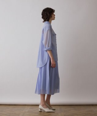 GRACE CONTINENTAL マットシアープリーツスカート ブルー