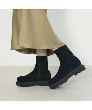 MODE ET JACOMO <carino>【レイン対応】厚底ショートブーツ ブラックスエード