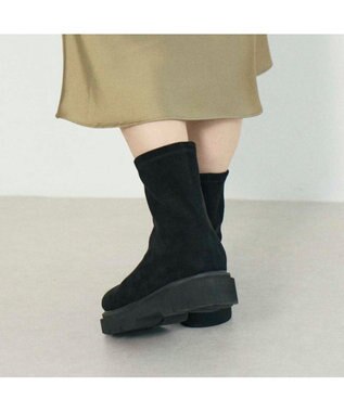 MODE ET JACOMO <carino>【レイン対応】厚底ショートブーツ ブラックスエード