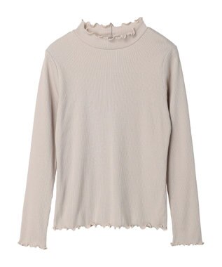 earth music&ecology チェーンリブハイネックプルオーバー Beige