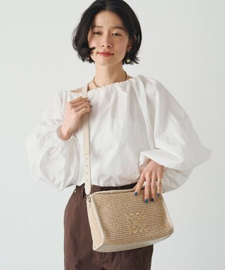 russet ナイロンラフィアショルダーバッグ 《かごバッグ》(CE-1713) Ivory