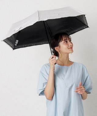 MOONBAT 【一級遮光/晴雨兼用】LANVIN en Bleu (ランバン オン ブルー)  折りたたみ日傘 ラメ刺繍 ピコレース キャメル