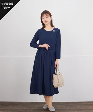 Tiaclasse L 【セレモニー・新色追加】リボンベルトフレアワンピース ネイビー