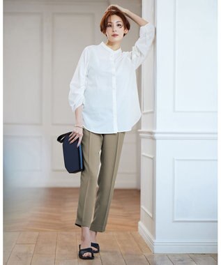 ICB 【接触冷感・UVケア・速乾・洗える】FluidBackSatin ドロストパンツ オリーブ系