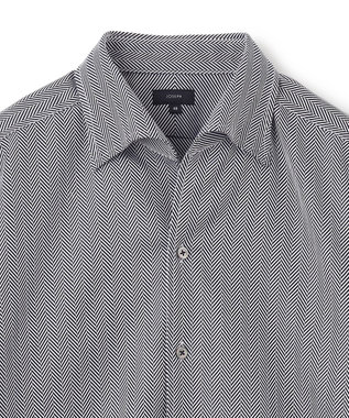 JOSEPH HOMME クレイジーツイルへリンボン　イタリアンカラーシャツ ブラック系1