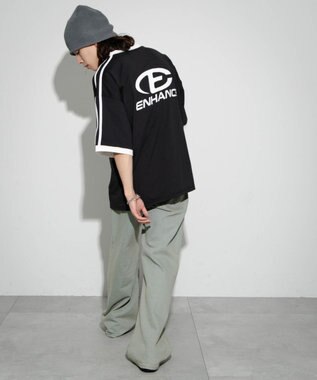 WEGO 【ユニセックス着用ITEM/MLサイズ展開】バックロゴラインリンガーT ブラック