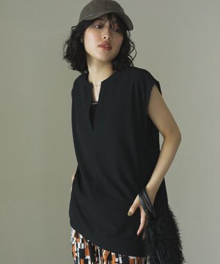 Green Parks リップルフレアベスト Black