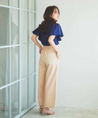 Feroux 【洗える】ハイウエストマリン パンツ ベージュ系