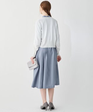 23区 L 【APPLAUDIR】ノーブルサテン レースコンビドレス ダルブルー系