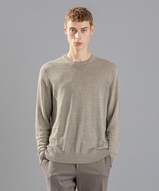 リネンナイロンプレーン　クルーネックニット
