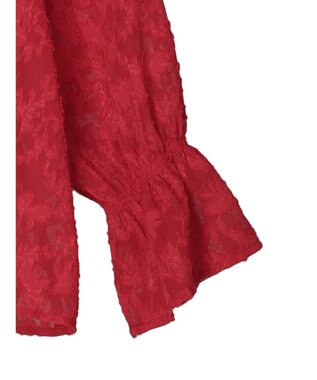 Green Parks シアージャガード花柄フリルブラウス Red