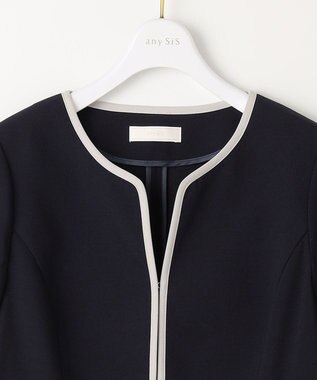 ANY SIS 【洗える】ドビーライト ジャケット ネイビー×アイボリー